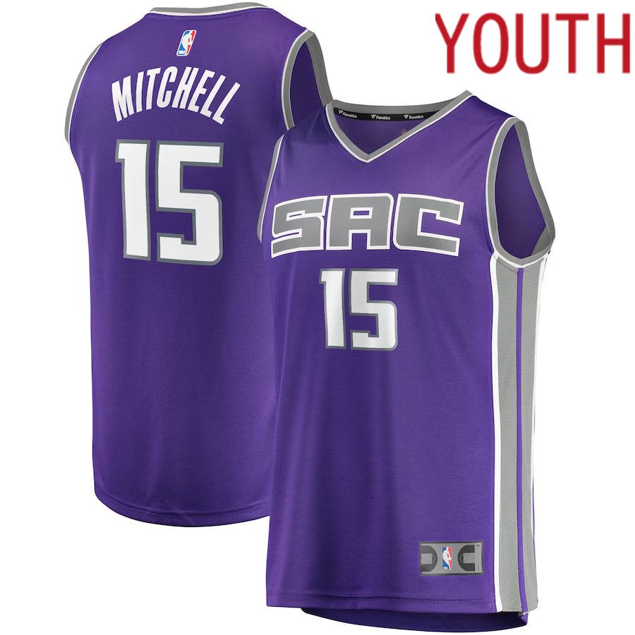 Youth Sacramento Kings #15 Davion Mitchell Fanatics Branded Purple Fast Break Player NBA Jersey->youth nba jersey->Youth Jersey